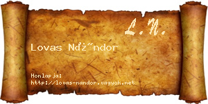 Lovas Nándor névjegykártya